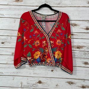 Flying Tomato Kimono Sleeve Crop Floral Top Size S